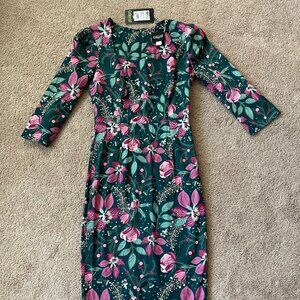 NWT Collectif Vanessa Escapist Floral Pencil Dress.Rockabilly 50's Classic Small